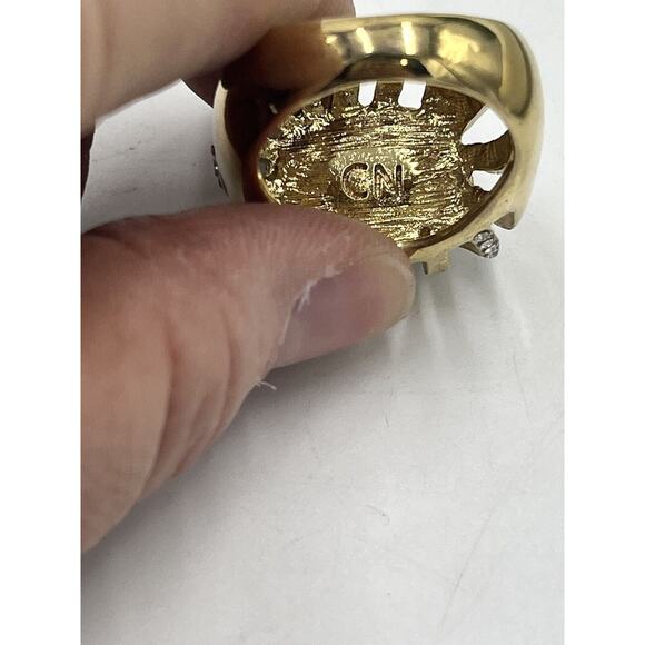 Kara Ross Goldtone Simulated Drusy & Crystal High Profile Gold Tone Ring Size 9 - Picture 12 of 12